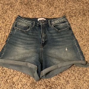 Medium wash jean shorts